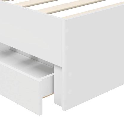 Bed Frame with Drawer White 100 x 200 cm Engineer Wood