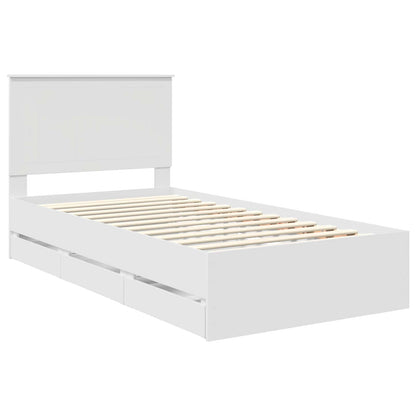 Bed Frame with Drawer White 100 x 200 cm Engineer Wood