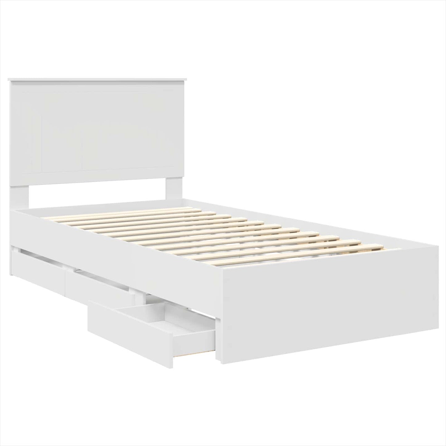 Bed Frame with Drawer White 100 x 200 cm Engineer Wood