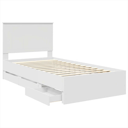 Bed Frame with Drawer White 100 x 200 cm Engineer Wood