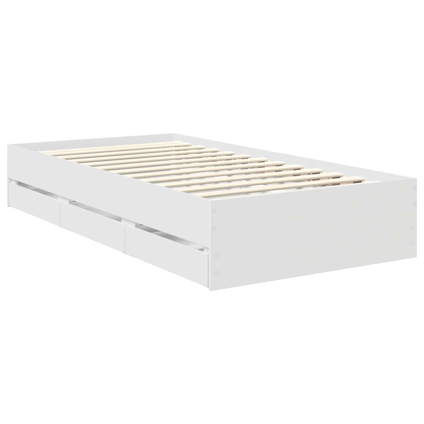 Bed Frame with Drawer White 100 x 200 cm Engineer Wood