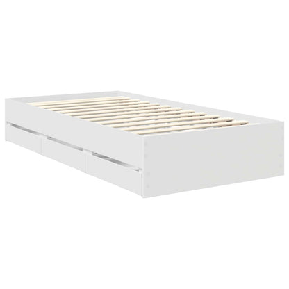 Bed Frame with Drawer White 100 x 200 cm Engineer Wood