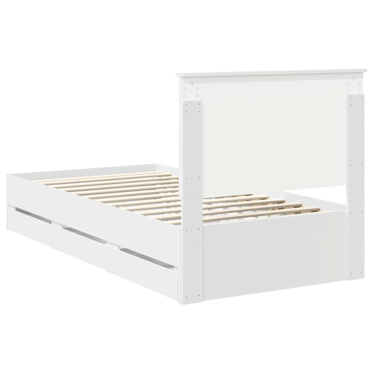 Bed Frame with Drawer White 100 x 200 cm Engineer Wood