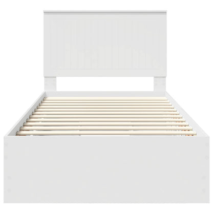 Bed Frame with Drawer White 100 x 200 cm Engineer Wood