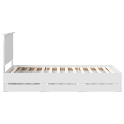 Bed Frame with Drawer White 100 x 200 cm Engineer Wood