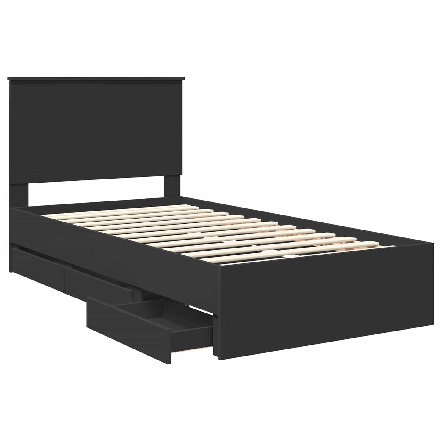 Bed Frame with Drawer Black 100 x 200 cm Engineer Wood
