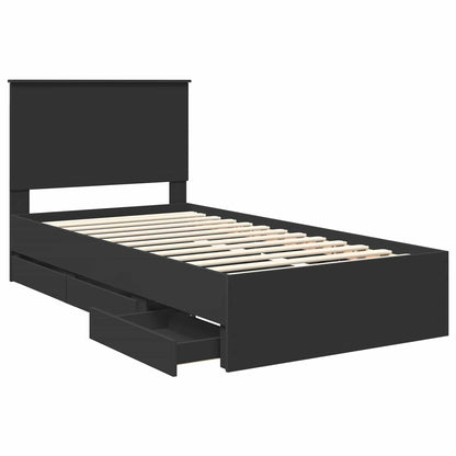 Bed Frame with Drawer Black 100 x 200 cm Engineer Wood