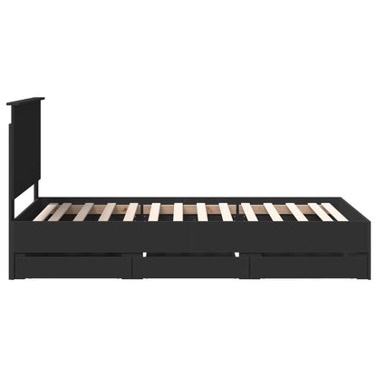 Bed Frame with Drawer Black 100 x 200 cm Engineer Wood