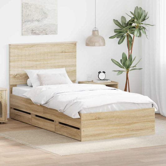 Bed Frame with Drawer Sonoma Oak 100 x 200 cm Engineer Wood