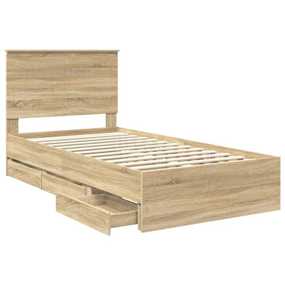 Bed Frame with Drawer Sonoma Oak 100 x 200 cm Engineer Wood