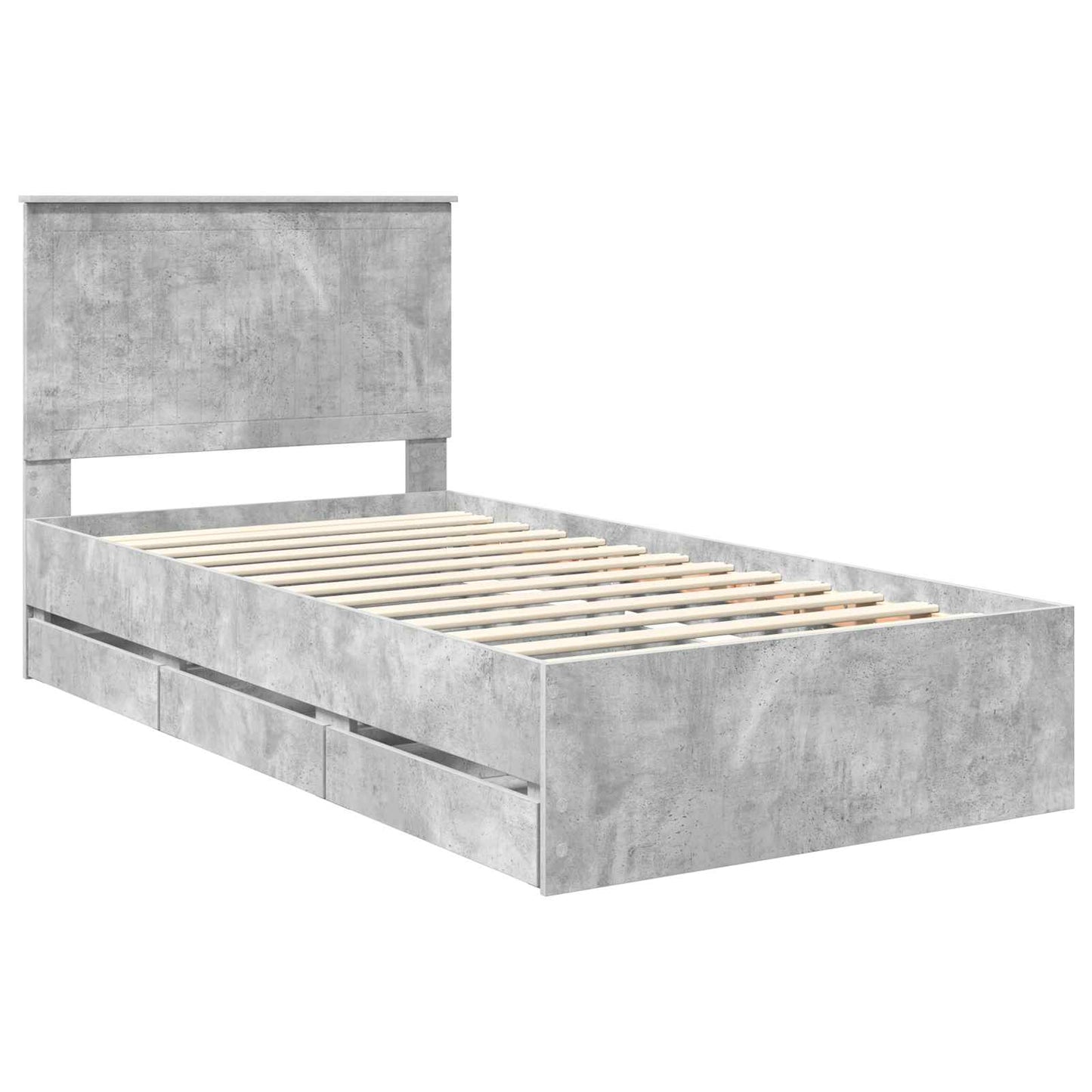 Bed Frame with Drawer Concrete Grey 100 x 200 cm Engineer Wood