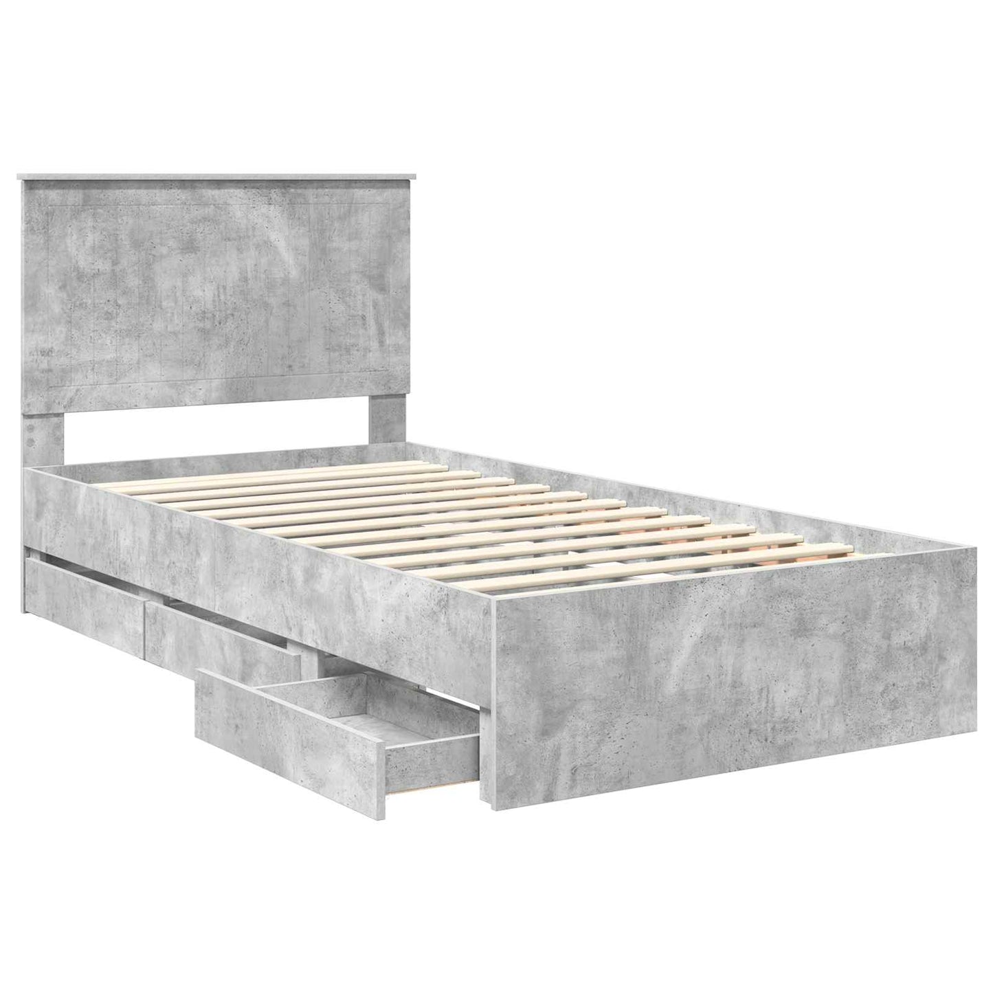 Bed Frame with Drawer Concrete Grey 100 x 200 cm Engineer Wood
