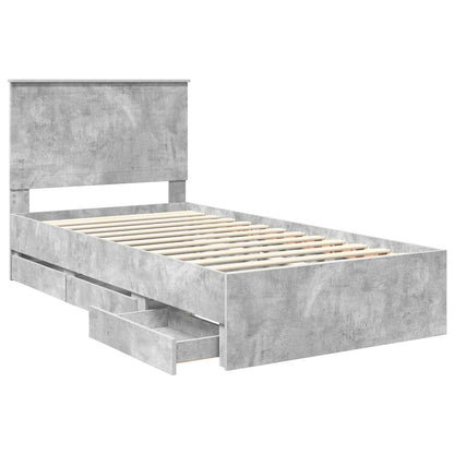 Bed Frame with Drawer Concrete Grey 100 x 200 cm Engineer Wood