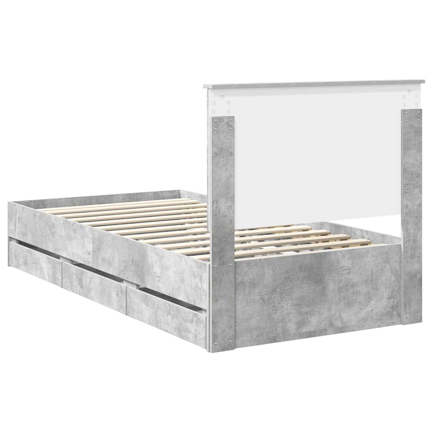 Bed Frame with Drawer Concrete Grey 100 x 200 cm Engineer Wood