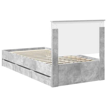 Bed Frame with Drawer Concrete Grey 100 x 200 cm Engineer Wood