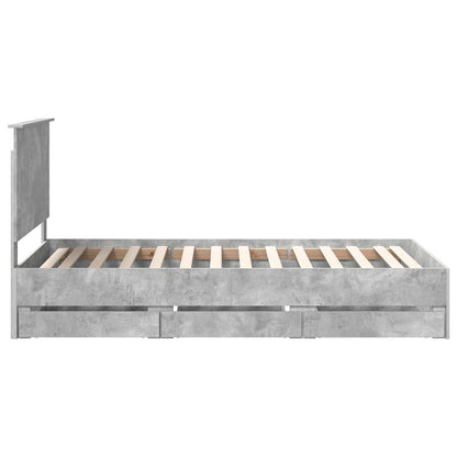 Bed Frame with Drawer Concrete Grey 100 x 200 cm Engineer Wood