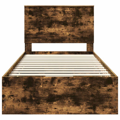 Bed Frame with Drawer Smoked Oak 100 x 200 cm Engineer Wood