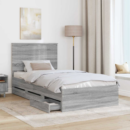 Bed Frame with Drawer Grey Sonoma 100 x 200 cm Engineer Wood