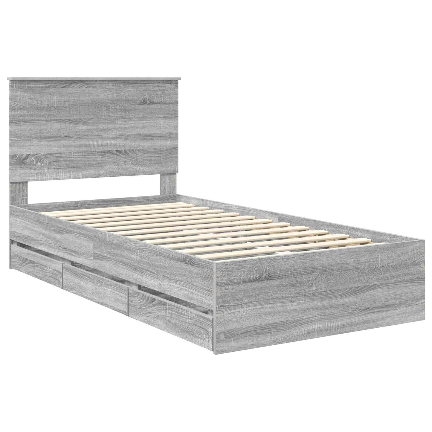 Bed Frame with Drawer Grey Sonoma 100 x 200 cm Engineer Wood