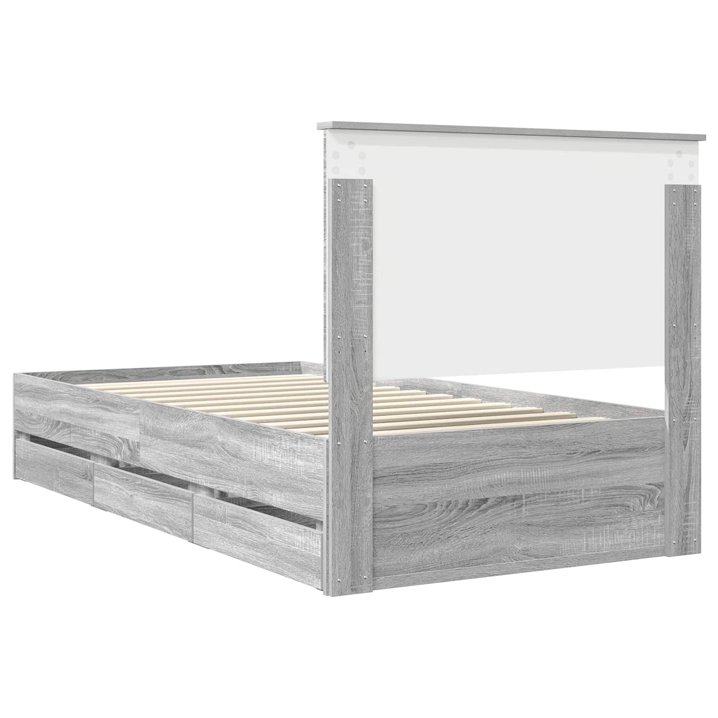 Bed Frame with Drawer Grey Sonoma 100 x 200 cm Engineer Wood