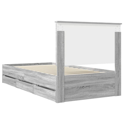Bed Frame with Drawer Grey Sonoma 100 x 200 cm Engineer Wood