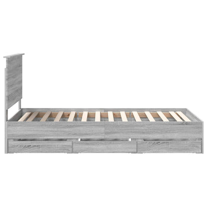 Bed Frame with Drawer Grey Sonoma 100 x 200 cm Engineer Wood