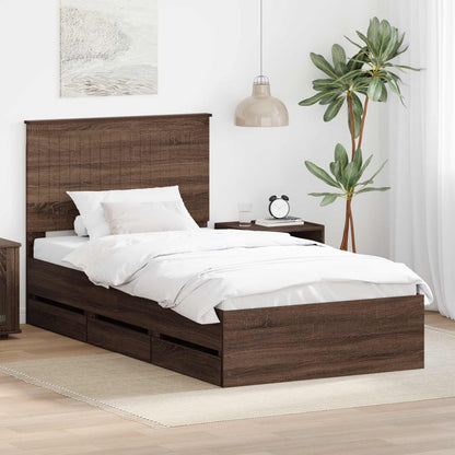 Bed Frame with Drawer Brown Oak 100 x 200 cm Engineer Wood