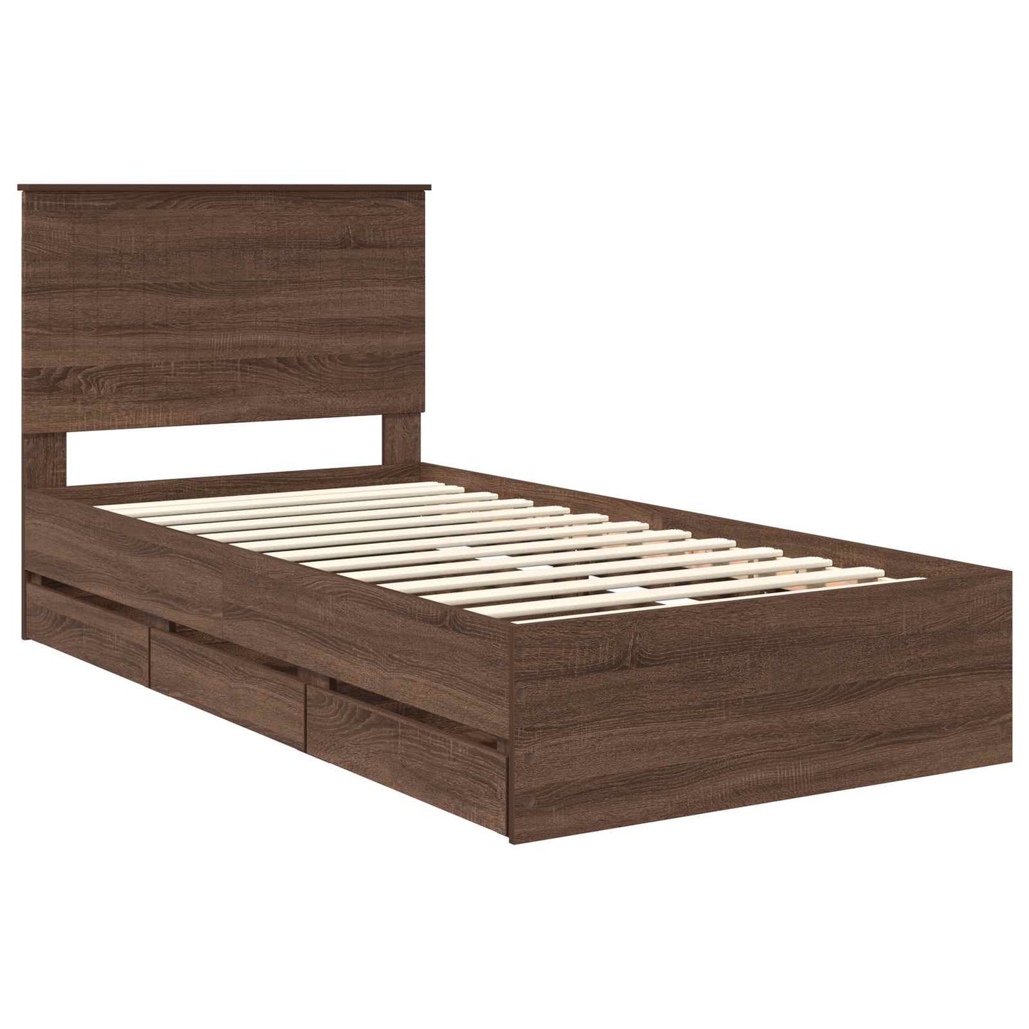 Bed Frame with Drawer Brown Oak 100 x 200 cm Engineer Wood