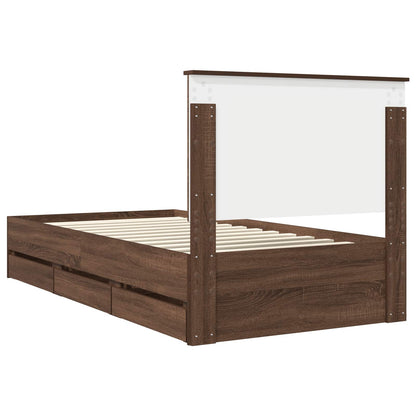Bed Frame with Drawer Brown Oak 100 x 200 cm Engineer Wood