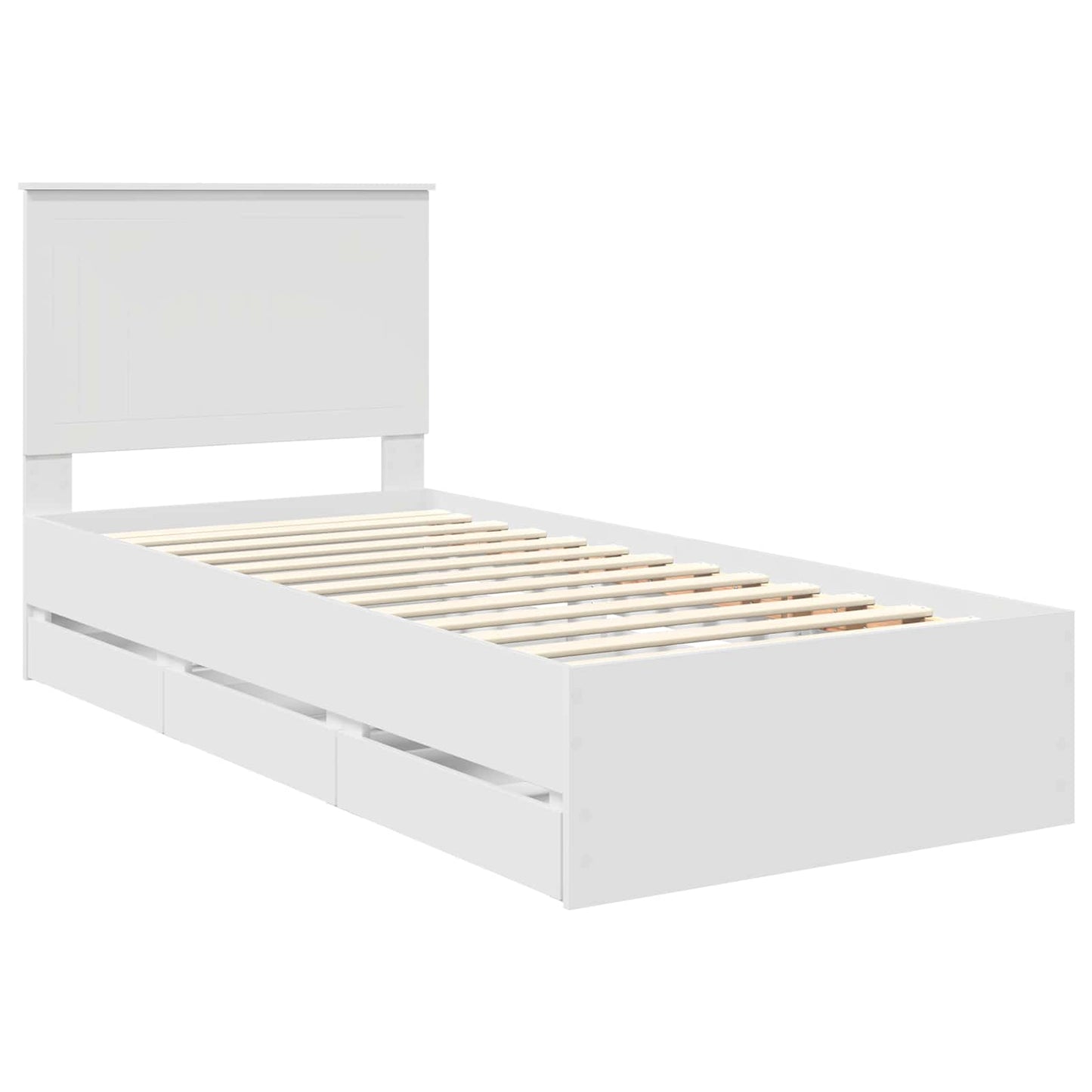 Bed Frame with Drawer White 90 x 190 cm Engineer Wood