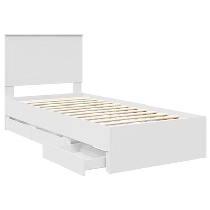 Bed Frame with Drawer White 90 x 190 cm Engineer Wood