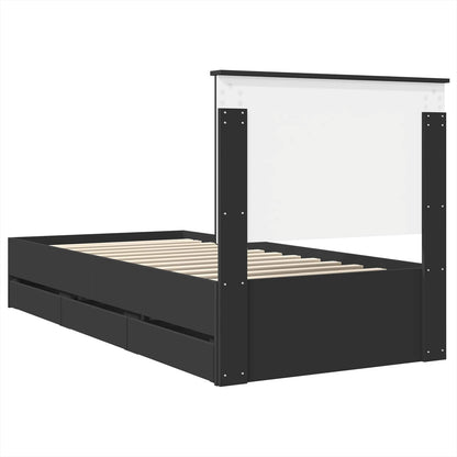 Bed Frame with Drawer Black 90 x 190 cm Engineer Wood