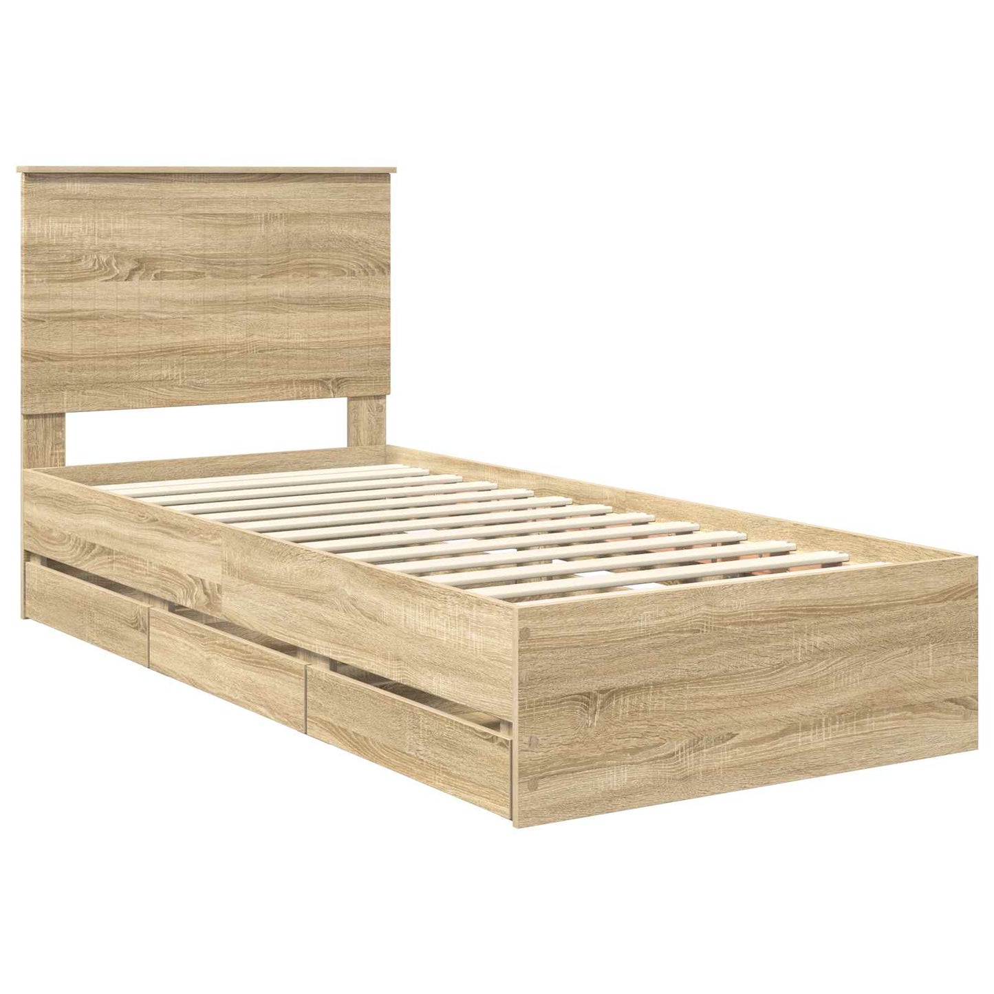 Bed Frame with Drawer Sonoma Oak 90 x 190 cm Engineer Wood