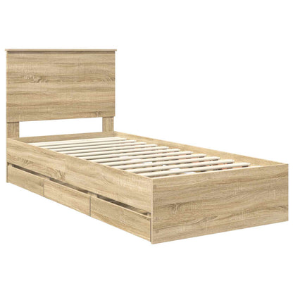 Bed Frame with Drawer Sonoma Oak 90 x 190 cm Engineer Wood