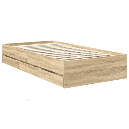 Bed Frame with Drawer Sonoma Oak 90 x 190 cm Engineer Wood