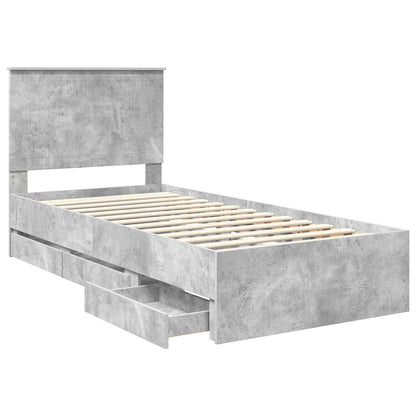 Bed Frame with Drawer Concrete Grey 90 x 190 cm Engineer Wood