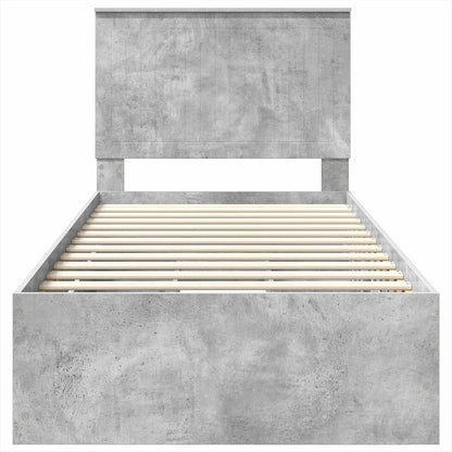Bed Frame with Drawer Concrete Grey 90 x 190 cm Engineer Wood