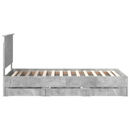 Bed Frame with Drawer Concrete Grey 90 x 190 cm Engineer Wood