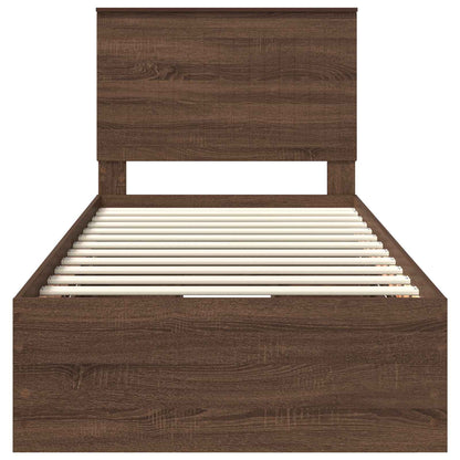 Bed Frame with Drawer Brown Oak 90 x 190 cm Engineer Wood