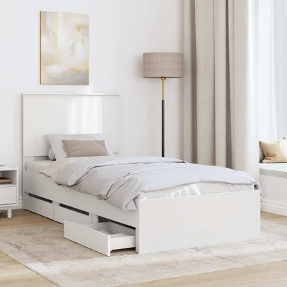 Bed Frame with Drawer White 90 x 200 cm Engineer Wood