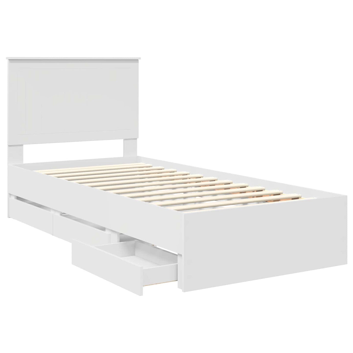 Bed Frame with Drawer White 90 x 200 cm Engineer Wood