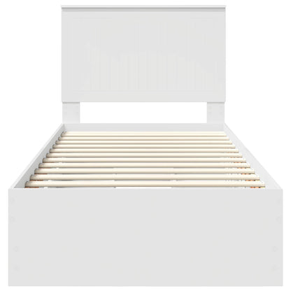 Bed Frame with Drawer White 90 x 200 cm Engineer Wood