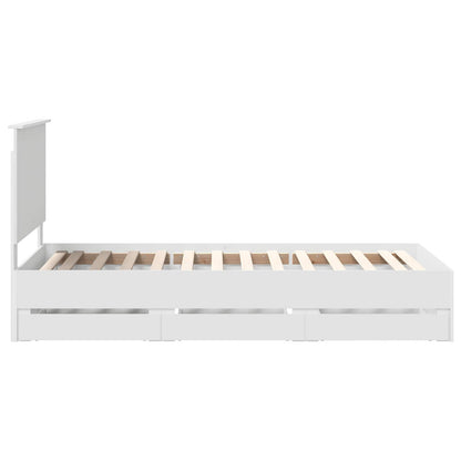 Bed Frame with Drawer White 90 x 200 cm Engineer Wood