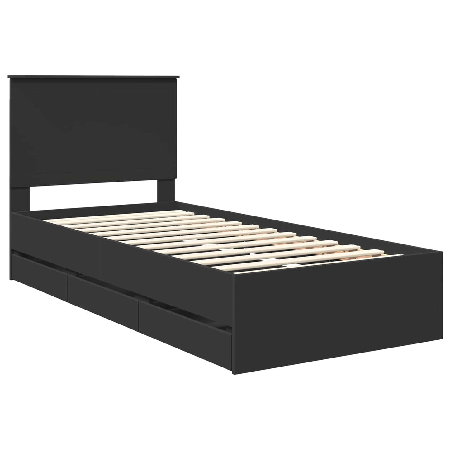 Bed Frame with Drawer Black 90 x 200 cm Engineer Wood