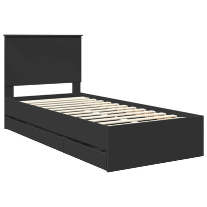 Bed Frame with Drawer Black 90 x 200 cm Engineer Wood