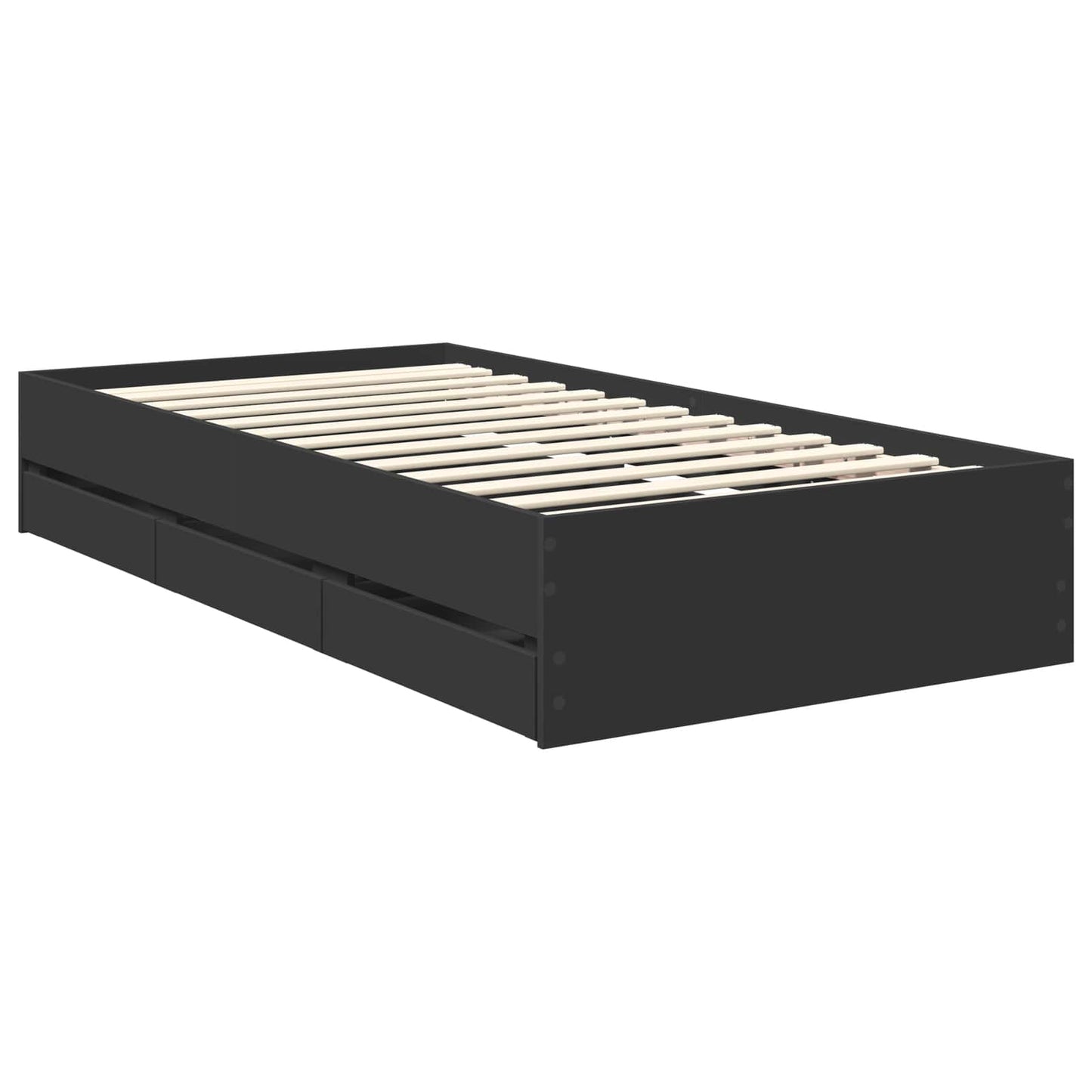 Bed Frame with Drawer Black 90 x 200 cm Engineer Wood