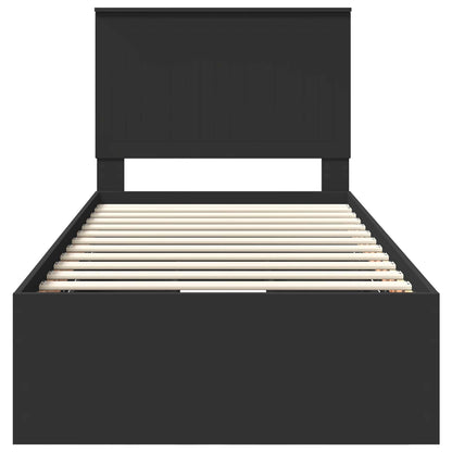 Bed Frame with Drawer Black 90 x 200 cm Engineer Wood