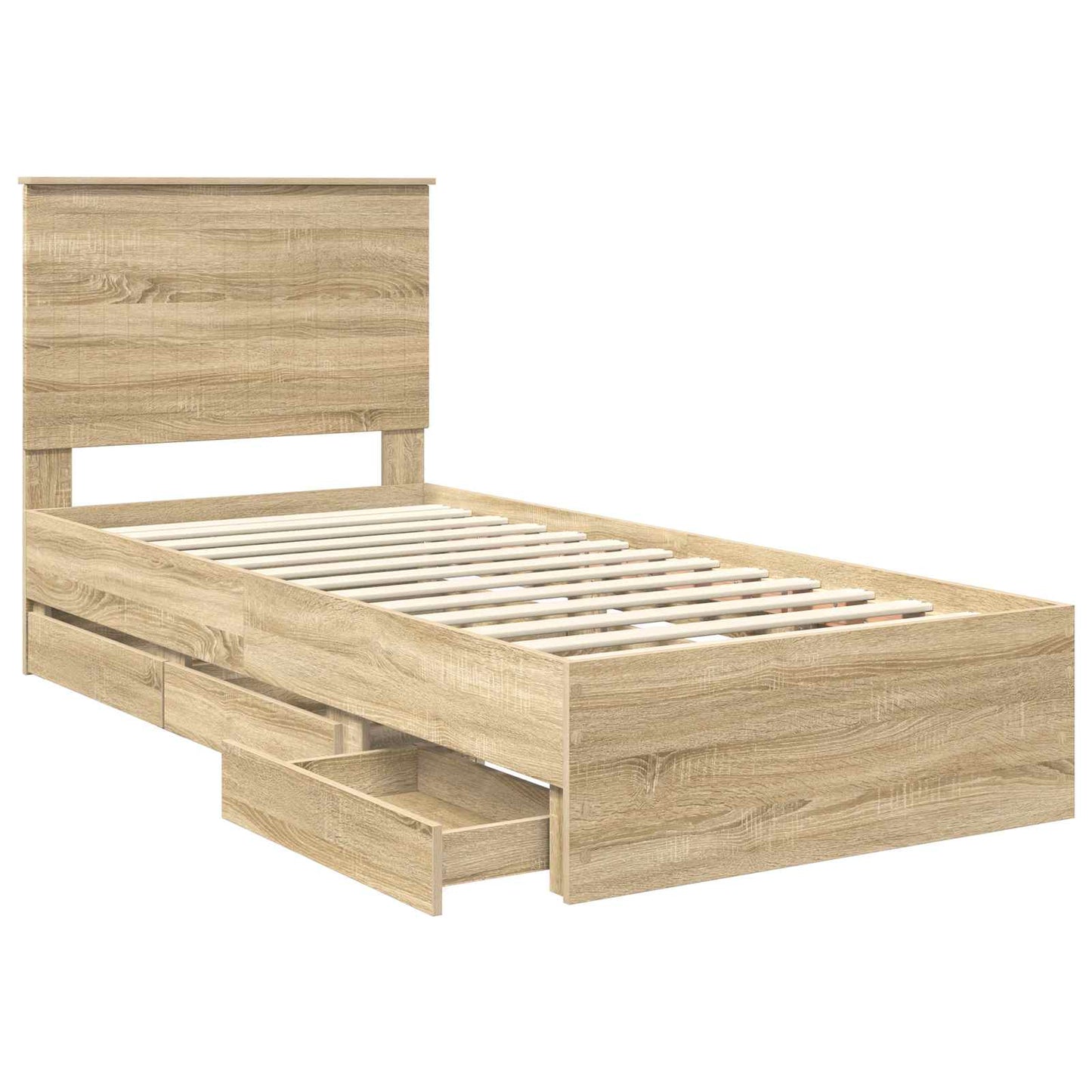 Bed Frame with Drawer Sonoma Oak 90 x 200 cm Engineer Wood