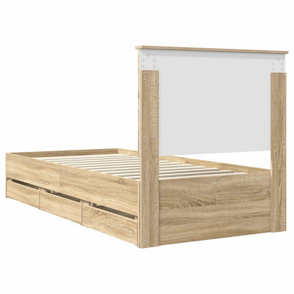 Bed Frame with Drawer Sonoma Oak 90 x 200 cm Engineer Wood