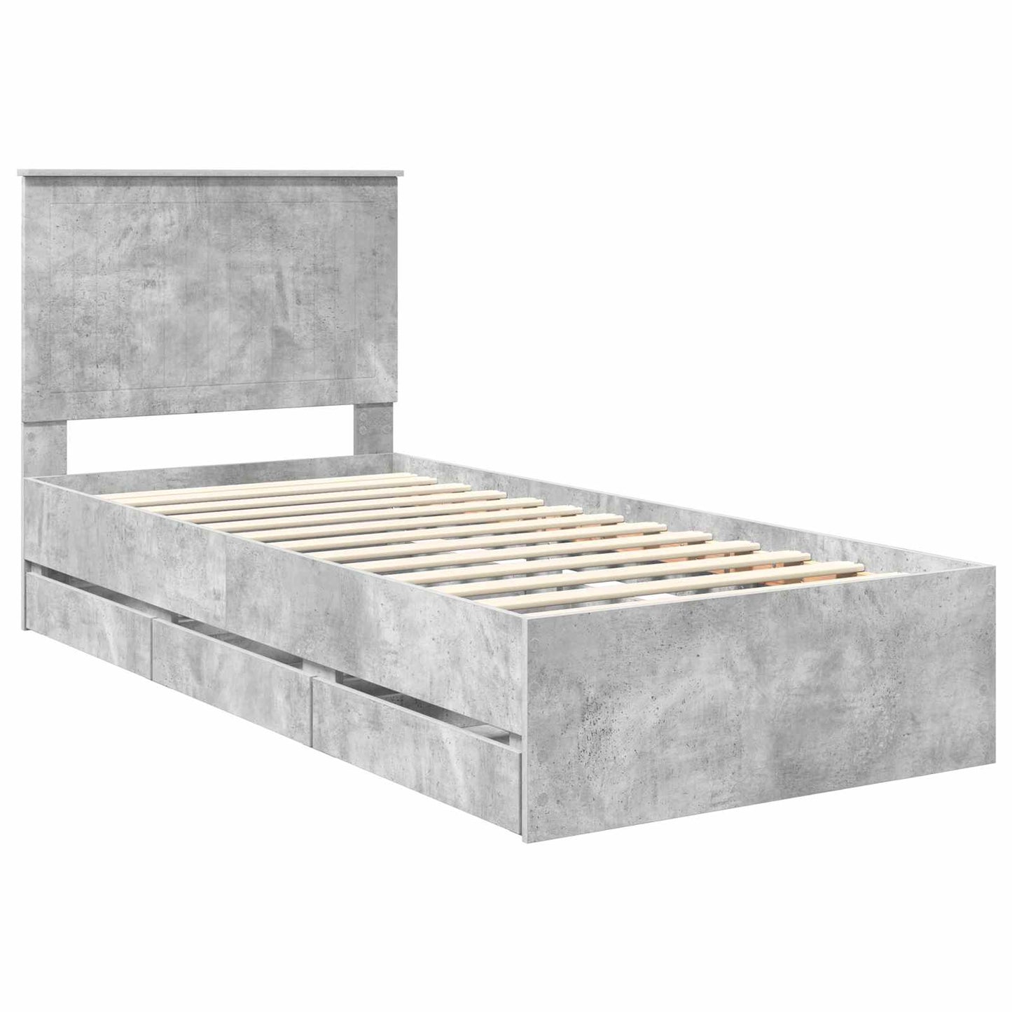 Bed Frame with Drawer Concrete Grey 90 x 200 cm Engineer Wood